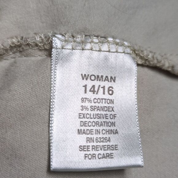 Women's Cotton Khaki Military Jacket Hook & Eye Closure  3/4 Sleeve - Sz 14/16 - Picture 8 of 8